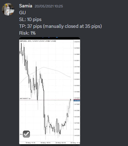 Come Learn Forex student trading result screenshot, 2021 archive, result 16 of 263