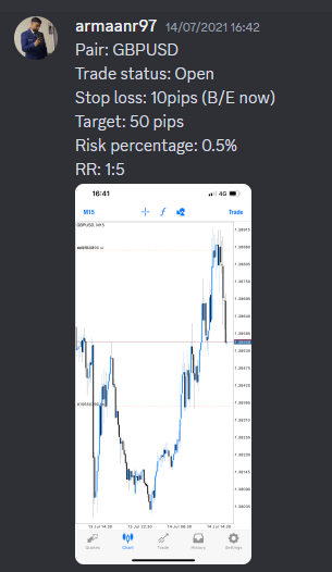Come Learn Forex student trading result screenshot, 2021 archive, result 108 of 263
