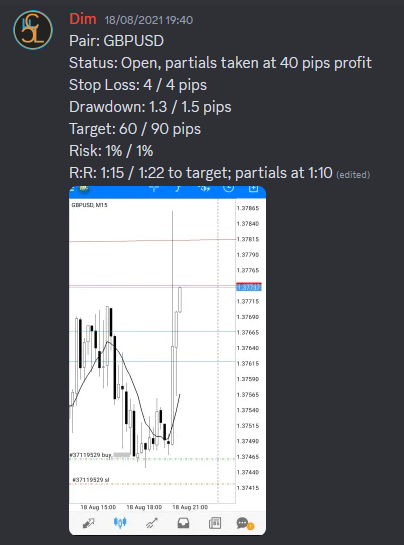 Come Learn Forex student trading result screenshot, 2021 archive, result 171 of 263
