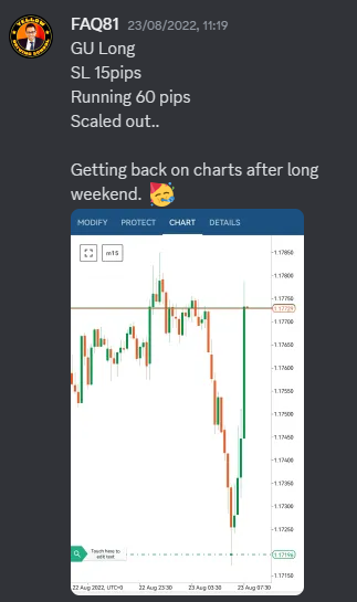 Come Learn Forex student trading result screenshot, 2022 archive, result 228 of 279