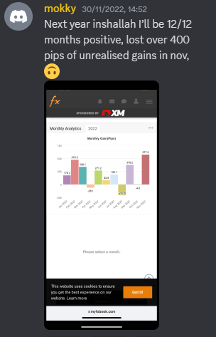 Come Learn Forex student trading result screenshot, 2022 archive, result 274 of 279