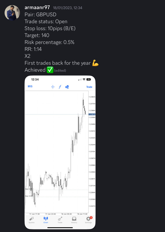Come Learn Forex student trading result screenshot, 2023 archive, result 7 of 180